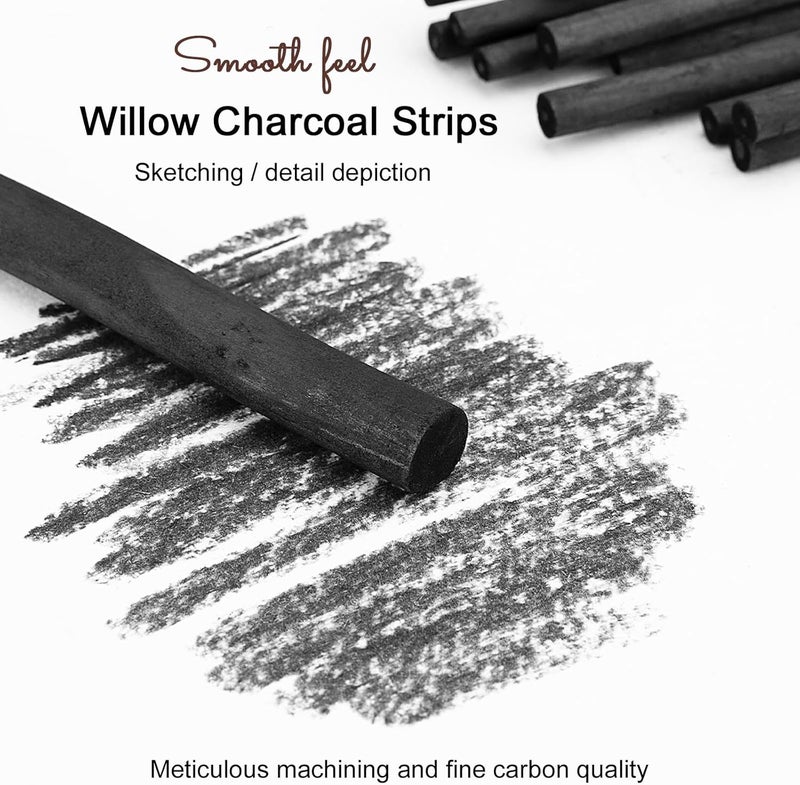 EVNEED 100 Pcs Willow Charcoal Sticks for Drawing,Willow Charcoal Pencils,Soft Black Drawing Charcoal for Sketching and Drawing Art Sketch Artists Supplies, and Fine Art (2-4mm,4-5mm,5-7mm,7-9mm) - Image 3